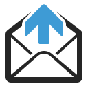 Icon of arrow pointing upward out of an envelope